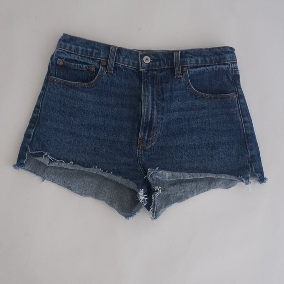 Abercrombie & Fitch Blue Dark Wash Mom Shorts High Rise Denim Shorts 28/6 - Picture 1 of 10